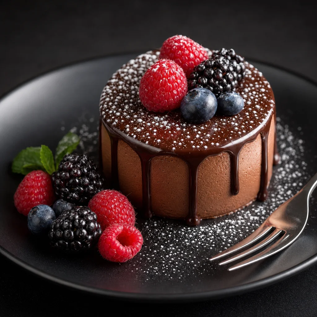 Pastry chef plating a dessert