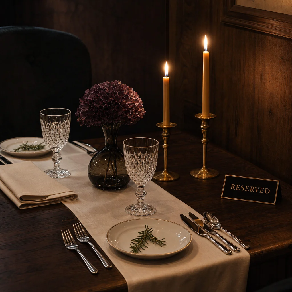 Cozy candlelit dining atmosphere