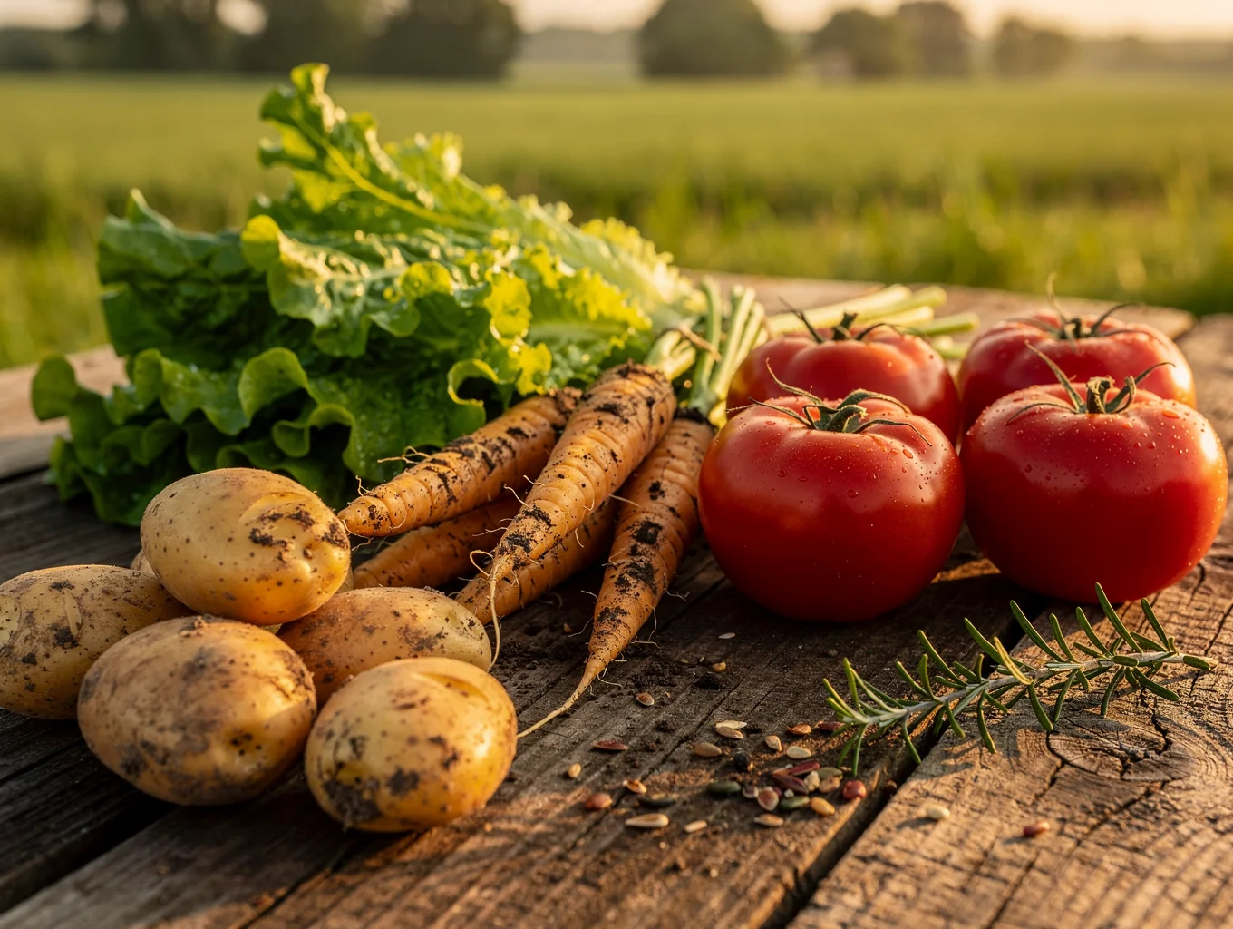Freshly harvested seasonal vegetables from local Tuscan farm