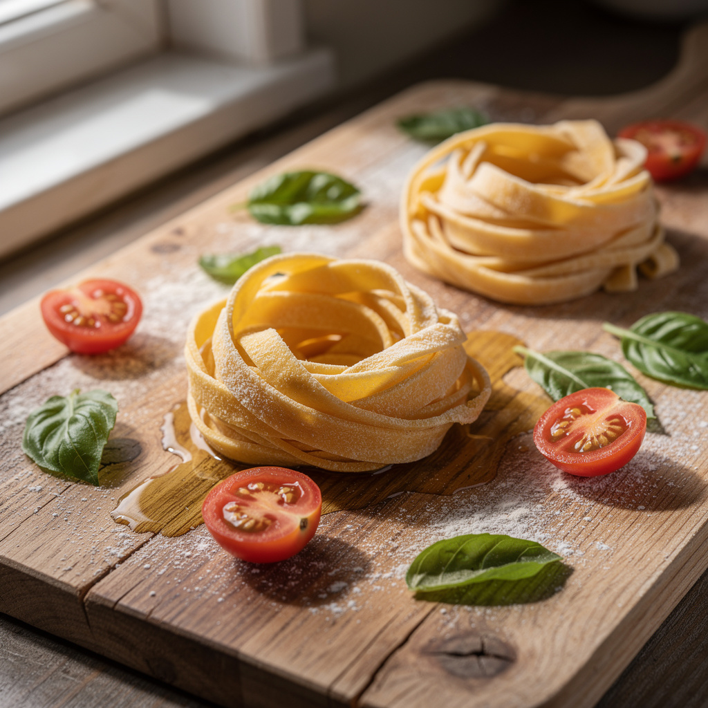 Freshly plated seasonal pasta dish