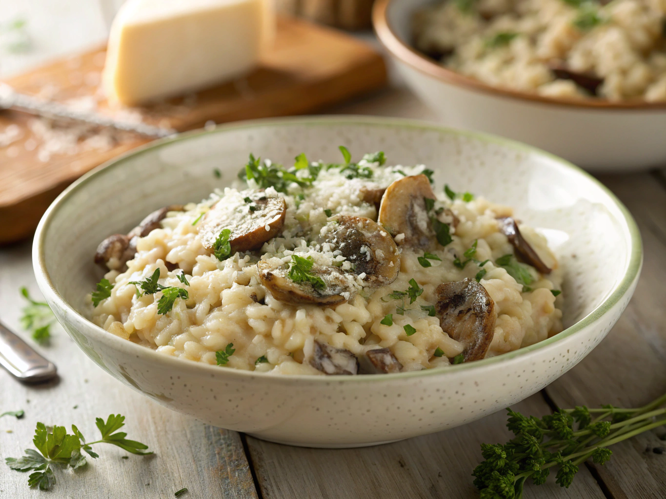 Creamy risotto with wild mushrooms and herbs