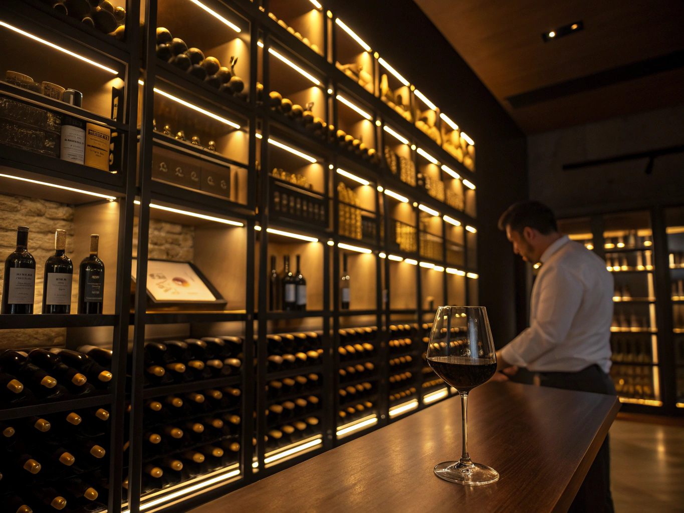 Sommelier selecting wine in the cellar